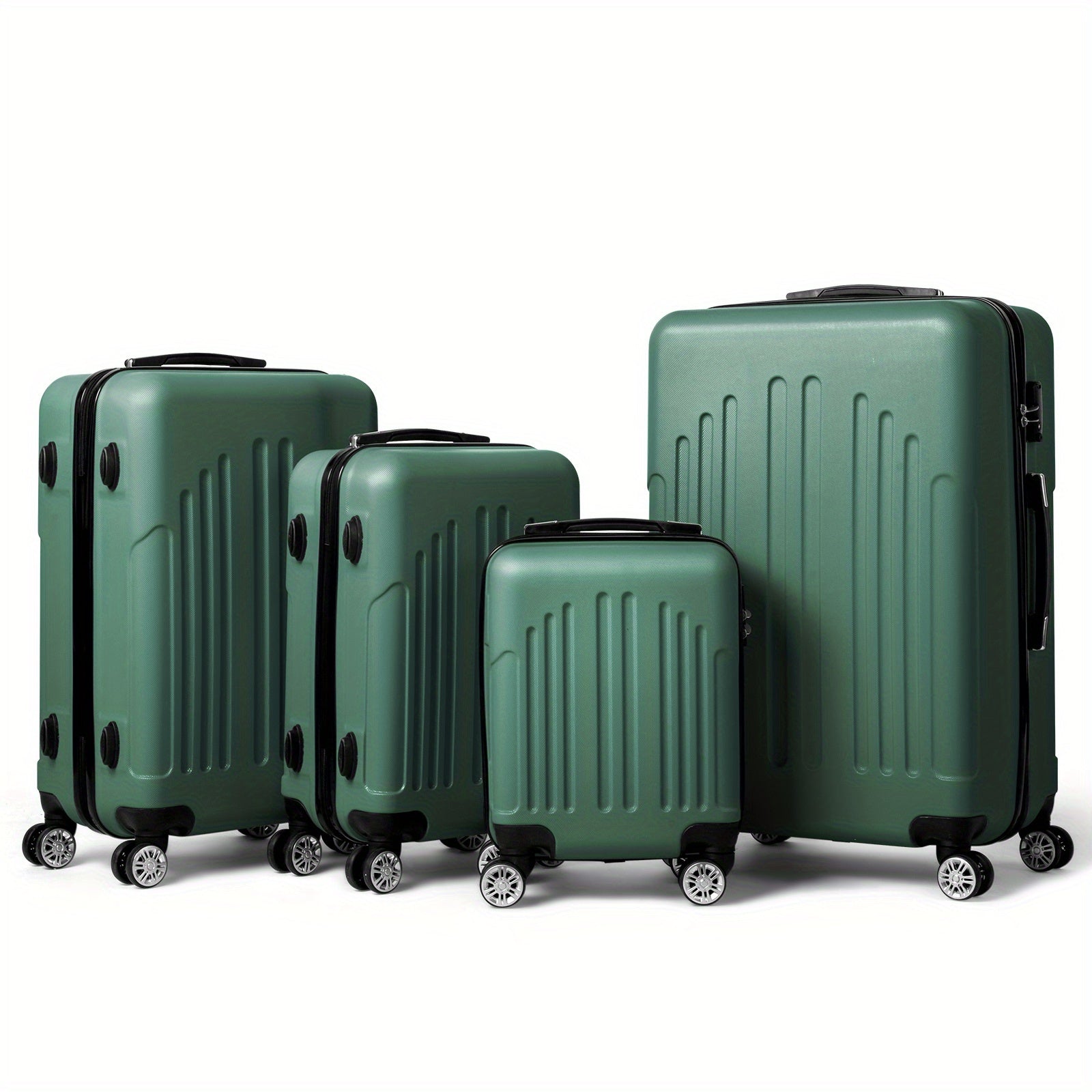 4pcs Set Light Weight Hardside Spinner Wheels Luggage Suitcase, 16in 20in 24in 28in, WITH TSA Lock, Black, 4 In 1 Luggage Sets, Suitable For Different Travel Days